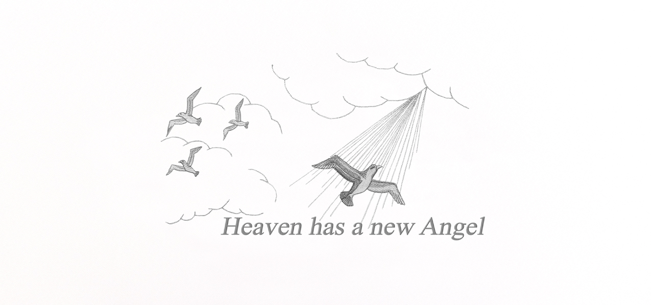 Heaven has a new Angel Silver White Faux